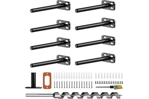 CRAFTERSPIRIT 8pcs Wall Shelf Brackets Heavy Duty Floating Shelf Bracket Hidden,Invisible Black Shelving Brackets Decorative Floating Shelf Hardware Heavy Duty,Metal Shelf Support Bracket(6"-8pcs)