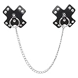 ZJFHTD Black Pasties Leather Nipple Cover with Body