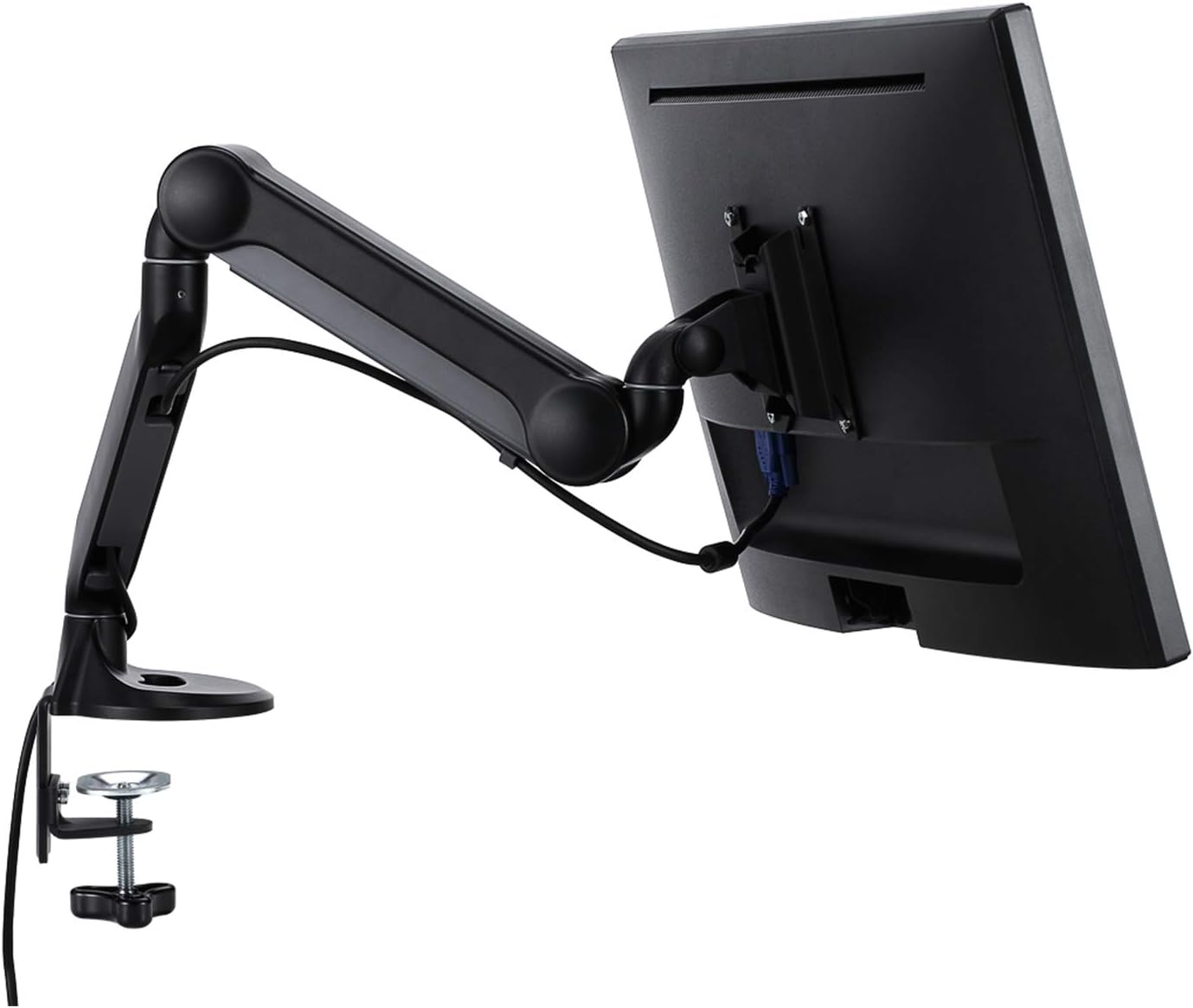 Aluminum Single Monitor Mount Stand, Height Adjustable Gas Spring Single Arm Monitor Desk Mount