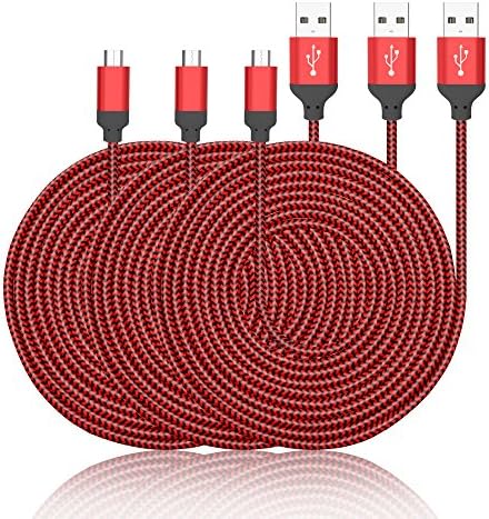 UMECORE 10ft 3Pack PS4 Controller Charging Cable Sync Cord Nylon Braided Micro USB Fast Charging Cable for Samsung Galaxy S7, S6, S4, LG G4, Motorola, Sony, HTC,Tablets, Xbox One Controller (Red)