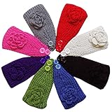 So Sydney Womens Teen Girl Toddler Knit Flower Head Wrap Ear Warmer Headband Pair