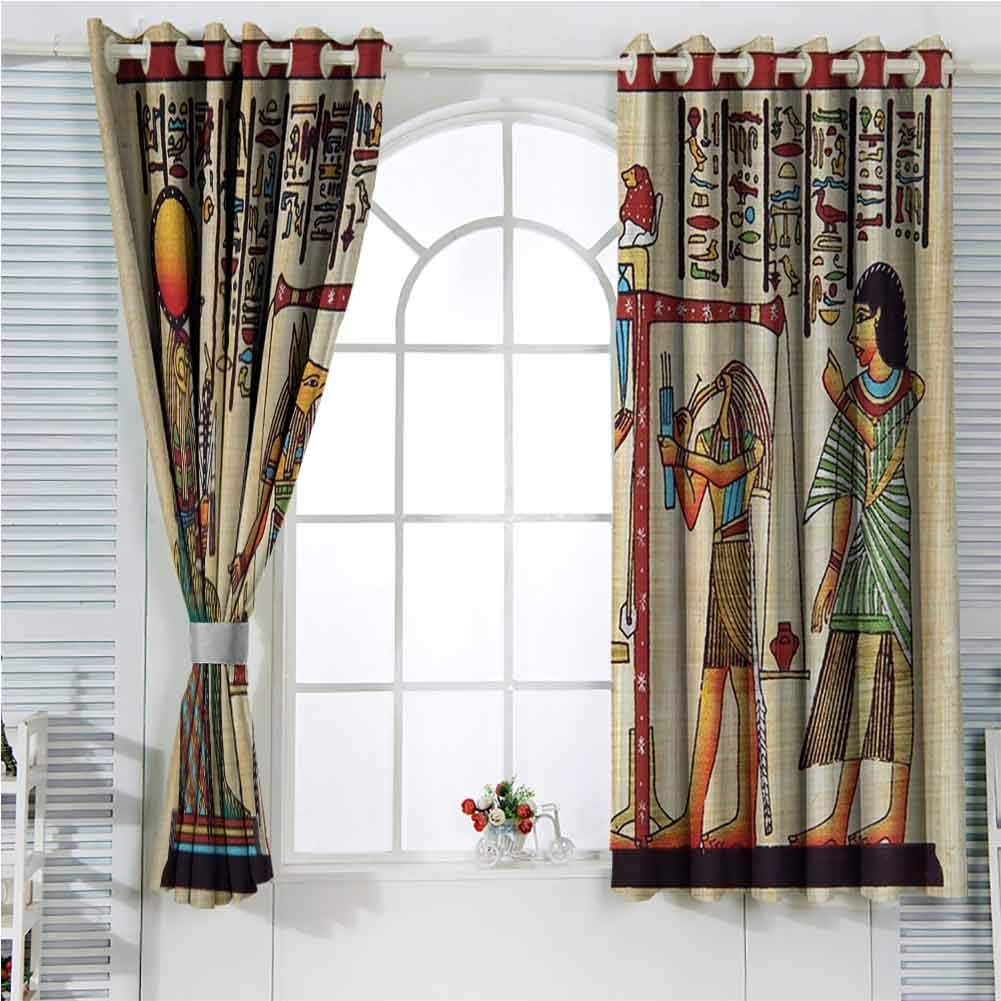 Ivory Paprika Grommet Curtains 96 Inches Long, Egyptian Decor