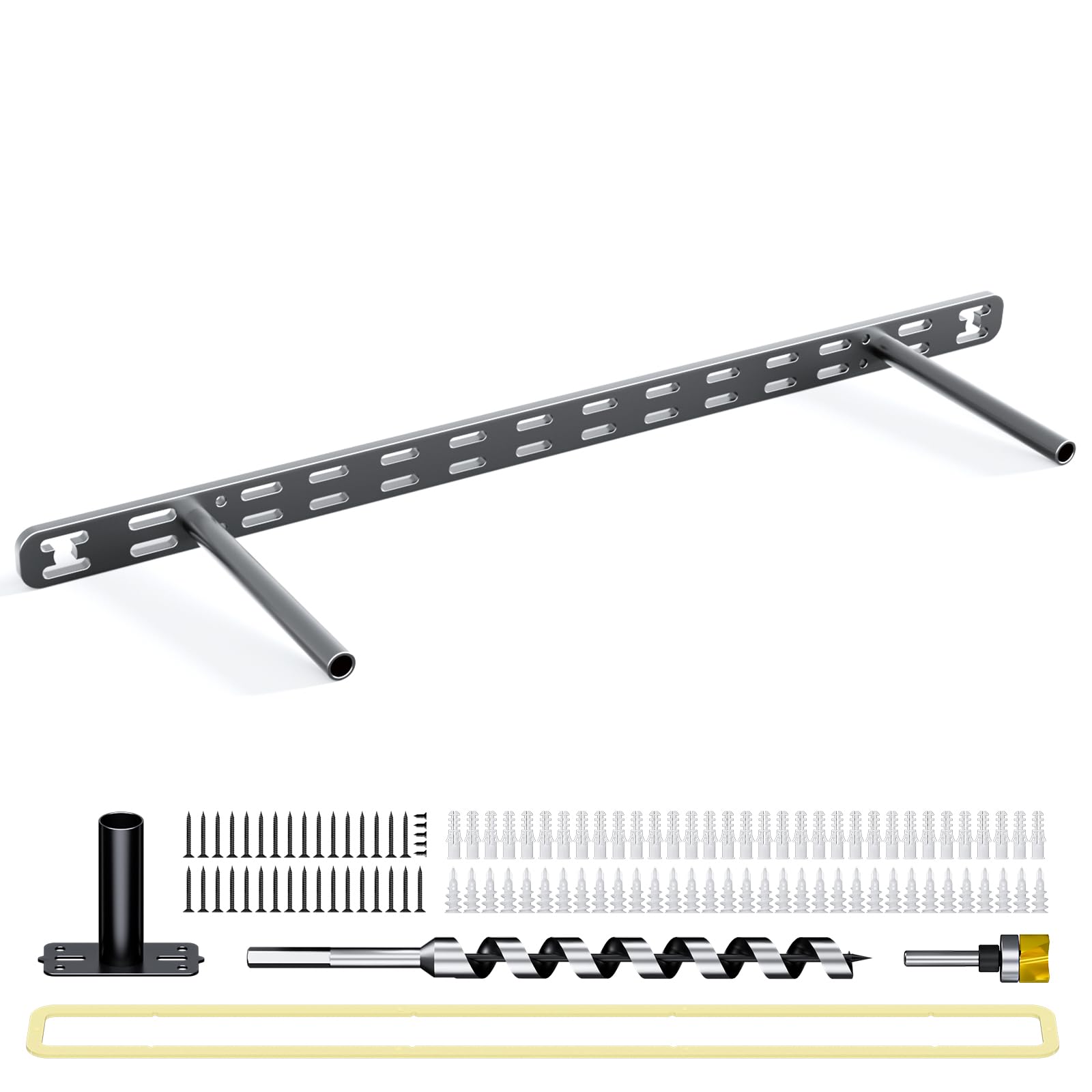 Photo 1 of 1pc Floating Shelf Bracket Heavy Duty,Decorative Floating Shelf Hardware Hidden Black Metal Fireplace Mantel Brackets (22"X8"X1.0" with Tools)