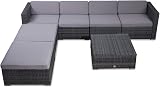 EVRE Nevada 6 Seater Outdoor Rattan Garden Set Grey with Cushions view 3