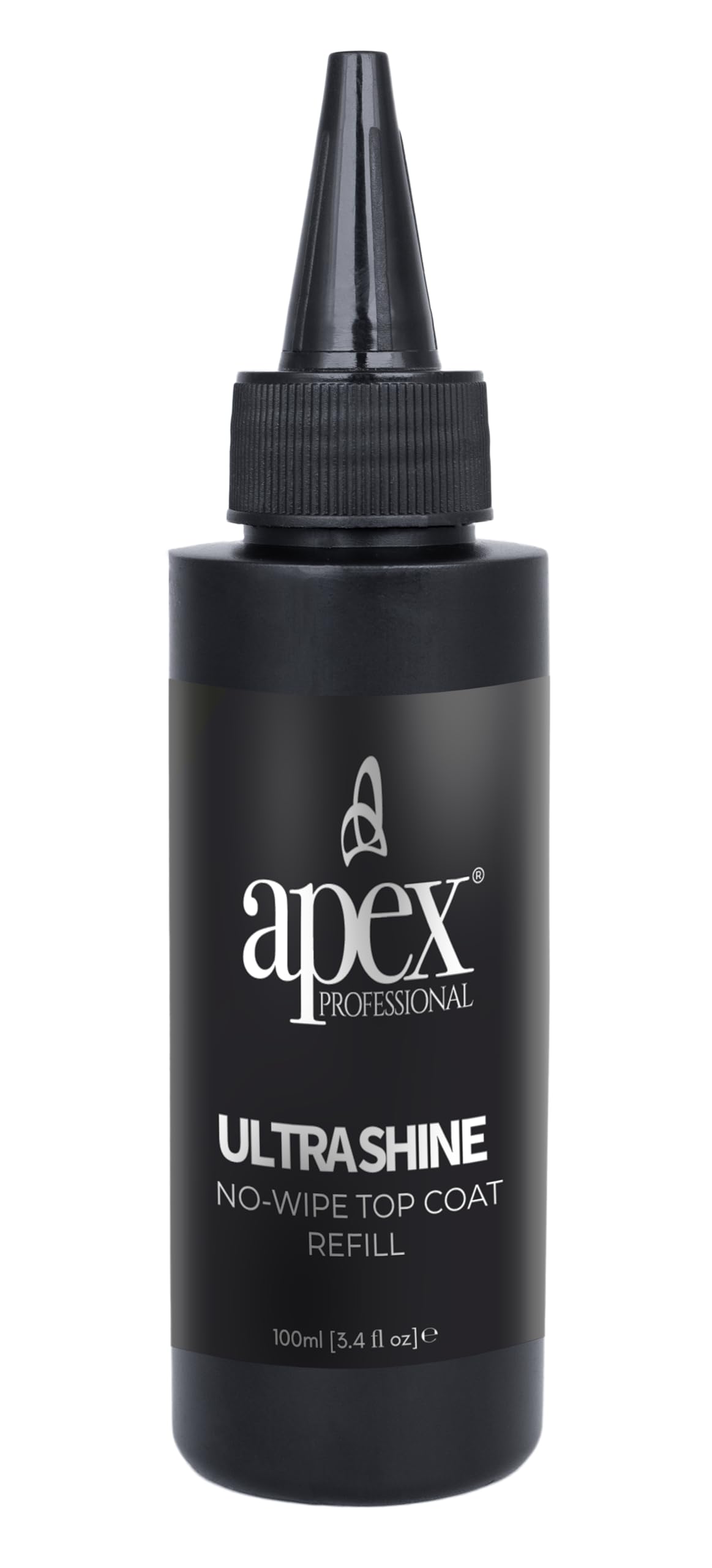 Apex® Professional 100ml No-Wipe Gel Top Coat Refill, UV/LED, Easy to Apply, Long Lasting, Clear High Gloss Finish, Professional and Home Use