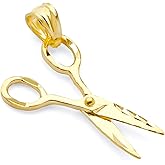 14k REAL Yellow Gold Scissors Charm Pendant