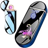 NINSI Spinning Arc Touch-Activated Electric Lighter, USB-C Rechargeable | Plasma Flameless Electronic Lighter with Dynamic Cool LED Lights, Gift for Men, Blue Scorpion