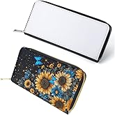 Limitronix 5 Pieces Sublimation Blank Fashion Women Zip Around Long Wallet Diy Heat Transfer Print PU Leather Phone Clutch Travel Card Holder Purse For Women Girls Gift