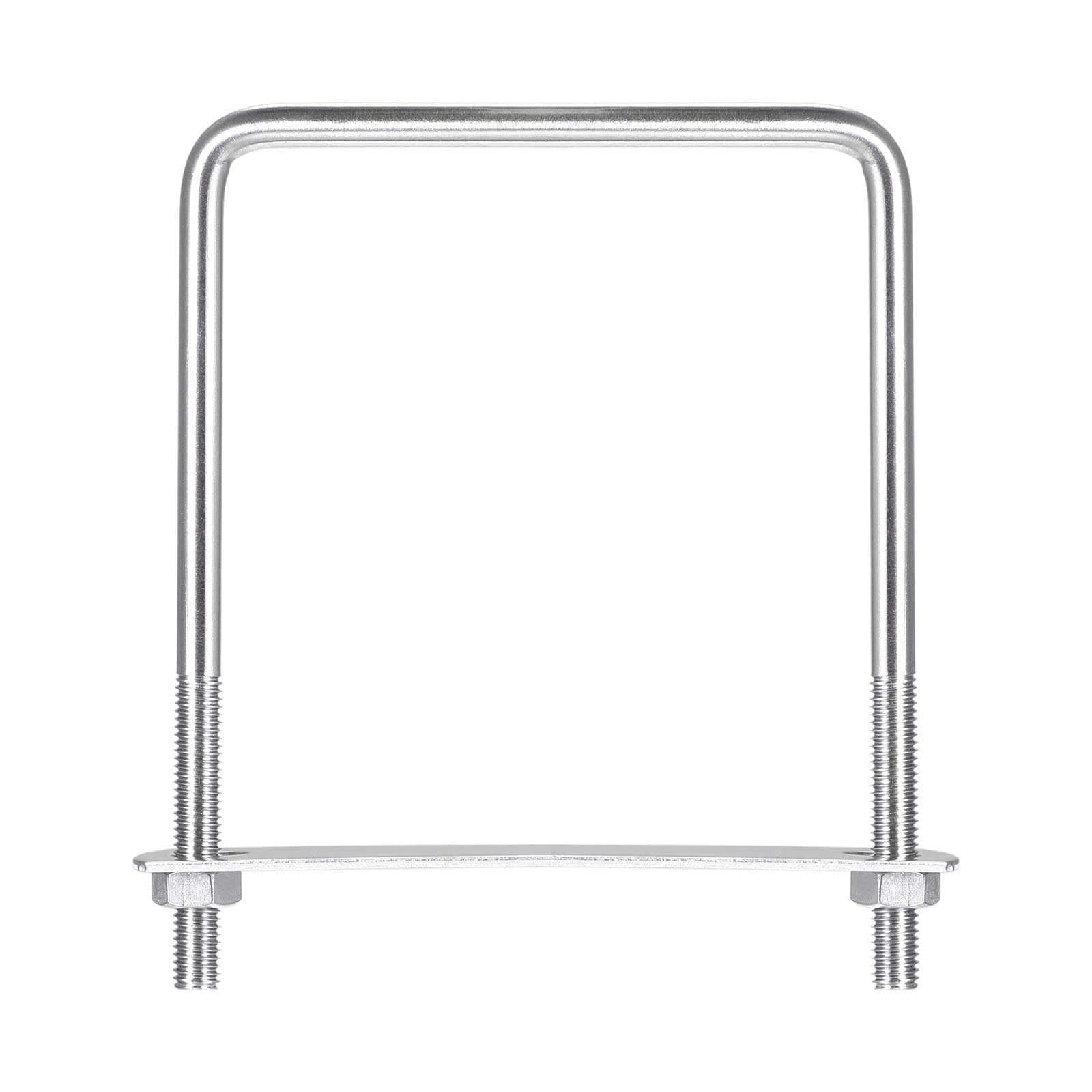 TA-VIGOR 3 sets M8 Square U-Bolts, 100mm Inner Width 140mm Length Steel U-Bolts with Nut, Plate, Washer for Attaching Piping Conduit Cable Tube Brackets Boat Trailer