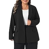 Agnes Orinda Plus Size Blazers for Women Lapel Button Work Business Casual Outfits Dressy Suit Jacket Blazer