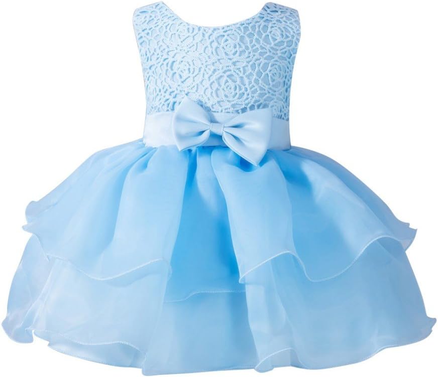 Loveble Baby Newborn Girls Sleeveless Princess Bowknot Dress Toddler Wedding Pageant Communion Party Mini Tutu Dresses for 0-2 Year