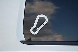 FIVE STAR GRAPHICS Rock Climbing Climber Carabiner Sticker Vinyl Decal CHOOSE COLOR & SIZE!! Mountaineering Knot Rope Black Diamond Camp Climb X Climbtech Car Window Laptop Tumbler (V531) (3" X 1.75", White)