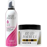 EBIN NEW YORK Braid Formula Conditioning Gel Super Hold 11oz &amp; Setting Mousse Strengthening Shine Sweet Almond Oil 12.49oz Braid Mousse Hair Foam &amp; Gel for Braids &ndash; Gift Set (2 Items)