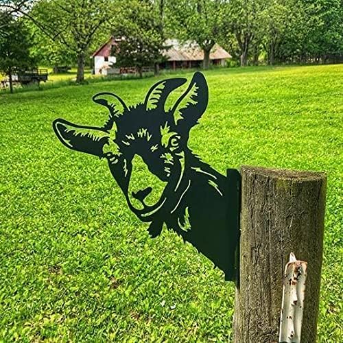 Plaques & Wall Art - Farm Peeping Cow Metal Art Garden Sculpture, Iron Cattle Wall Decor, Outdoor Patio Hanging Ornament for Farmhouse Outdoor Garden Decor Farm Fence Modern Artworks Home Decor (Sheep)