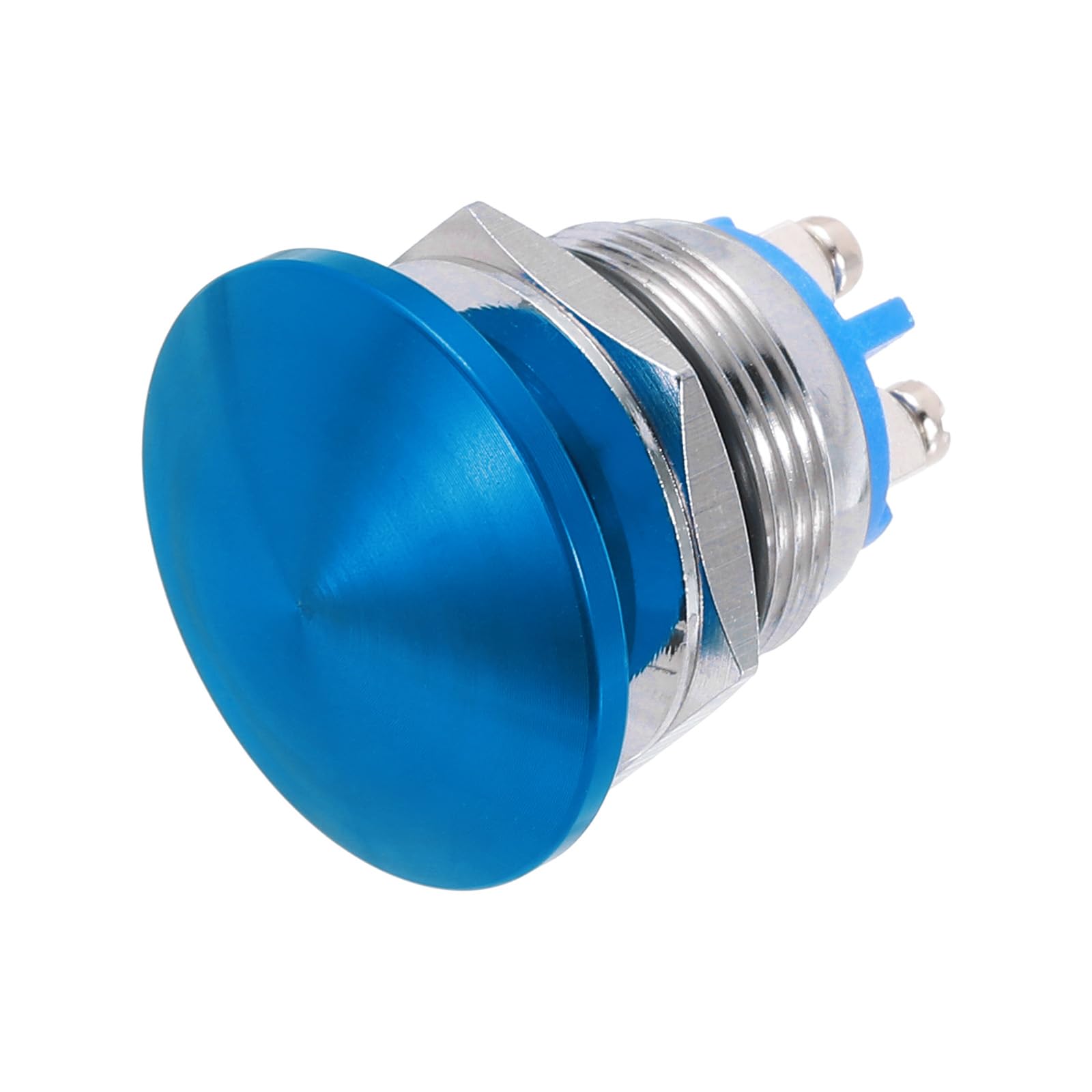 METALLIXITY 1PCS 3A 19MM 3/4" Momentary Mushroom Head Push Button Switch 12V 24V 120V 250V AC Blue 1NO Waterproof IP65 SPST Domed Round 2 Screw Foot Button