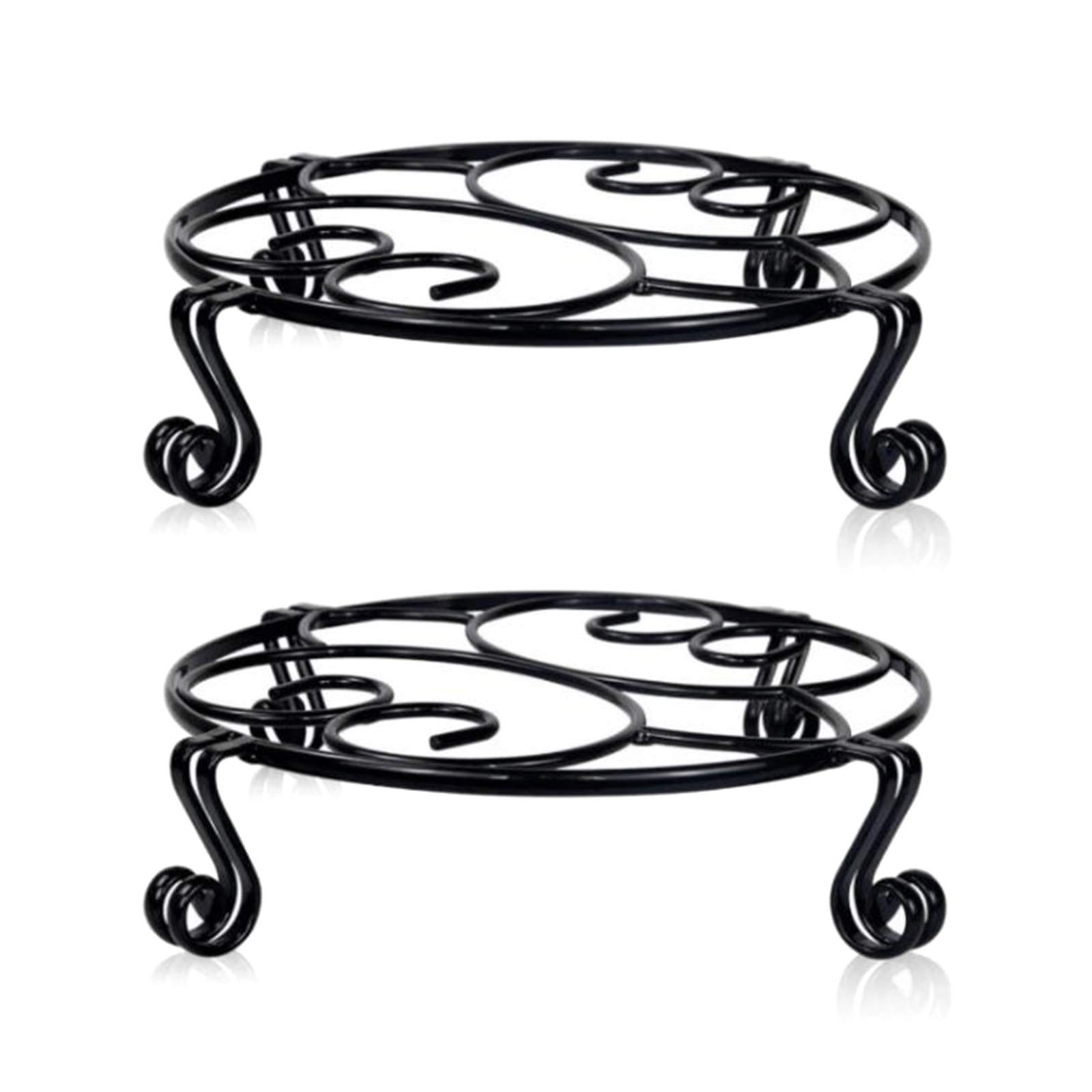 æ— 2Pcs Metal Plant Stands Heavy Duty Potted Holder Indoor Outdoor Metal Garden Round Supports Rack for Garden Plant