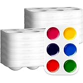 Oungy 80 PCS White Plastic Paint Palettes 6 Well Watercolor Palette Rectangular Paint Tray Paint Pallets Paint Palette Tray Paint Plates Oil Palette Painting Tray for DIY Art Painting