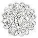 4pcs Silver Rhinestone Flower Pearl Wedding Brooches Pins Set
