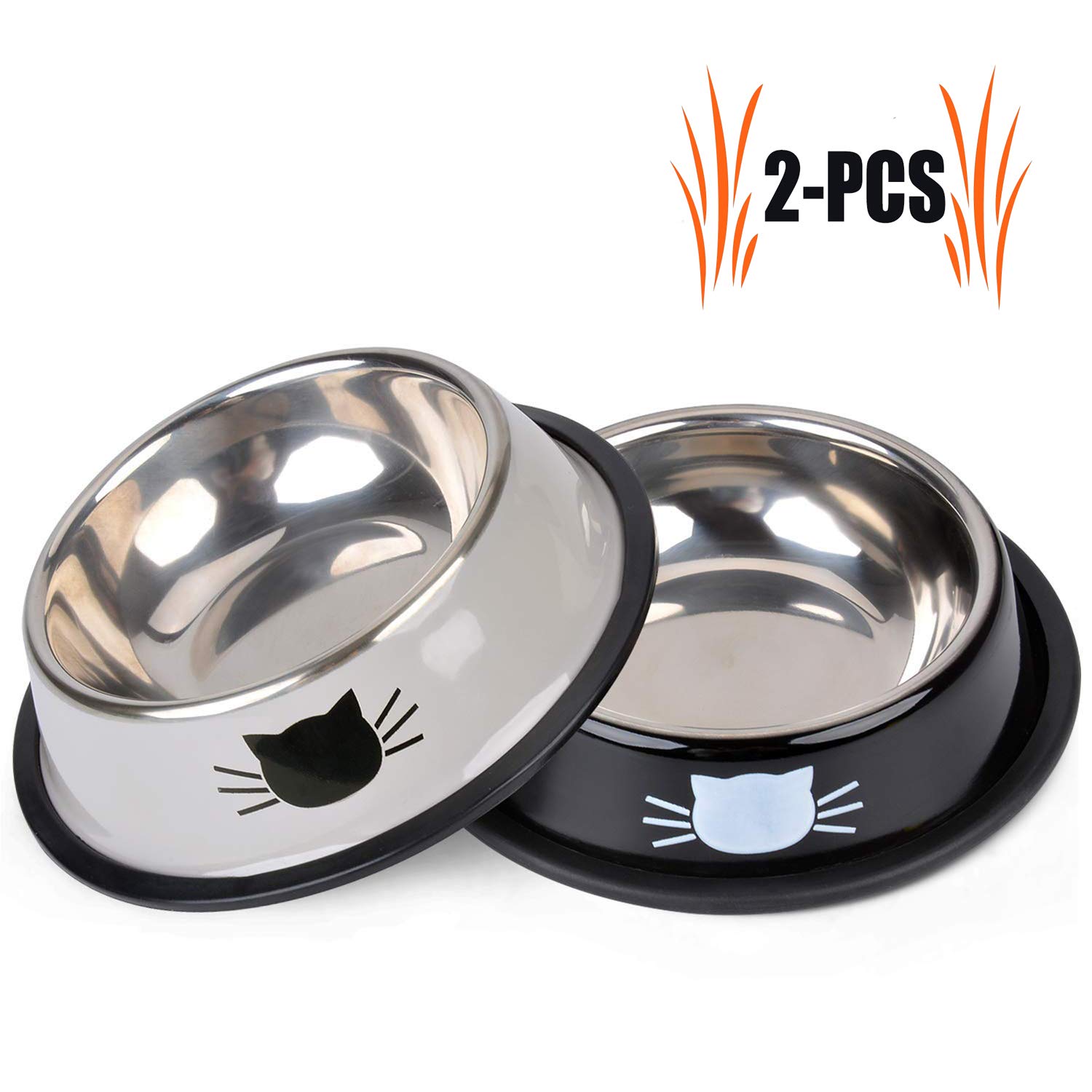 Legendog Cat Bowls, 2 Pcs Food Grade Feeding Bowl Cat Stainless Steel