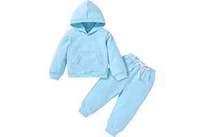 Happy Town Toddler Fall Outfits for Girl Boy Long Sleeve Hoodie Top and Long Sweatpants Set Toddler Sweatsuit