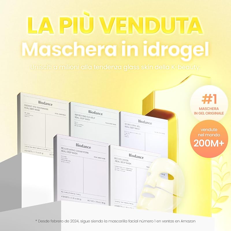 Refreshing Vita Real Deep Mask, Maschera Viso Hydrogel Notturna, Calmina e Rinfresca, Controllo Sebo e Impurità, Skincare Coreana, 34g x 4 Pezzi
