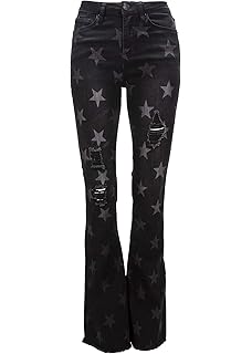 white star flare jeans