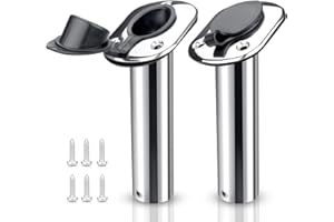 HOFFEN 2PCS STAINLESS STEEL FISHING ROD HOLDER 9" Flush Mount with UV PVC Liner( 30 Degree）
