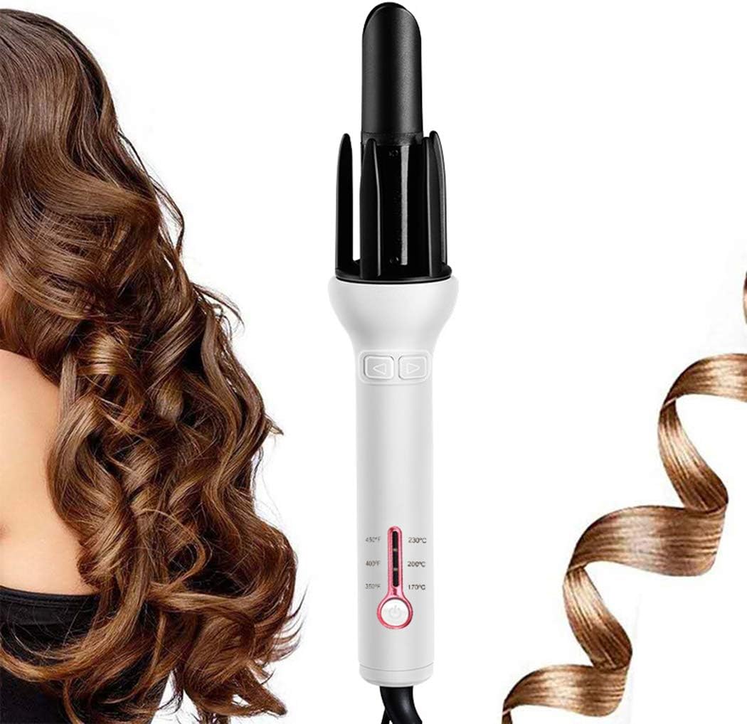 Curl Revolution Automatic Hair Curler, Auto Curling Wand And Curling Tong, Curling Iron Gold Ceramic Lazy Artifact-White
