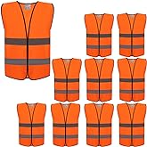 zojo High Visibility Safety Vests,10Pcs,Adjustable Size,Lightweight Mesh Fabric, Fits for Men and Women
