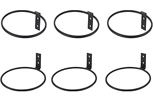 TQVAI 5 inch Flower Pot Holder, Wall Planter Ring Hanger, Wall Mounted Pot Hook Bracket, 6 Pack, Black