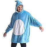 Markest Unisex Shark Hoodie Animal Cosplay Pullovers Oversized Flannel Sherpa Warm Comfy Loungewear Novelty Halloween Costume