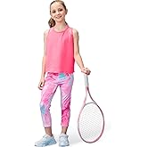 Gogokids Girls' Activewear Workout Set 2 Piece Athletic Sets Sleeveless Mesh Tank Tops and Capris Leggings Yoga Pants 5-12Y