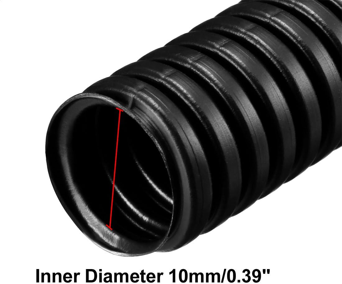 sourcing map 15 M 10 x 13 mm PP Flexible Corrugated Conduit Tube for Garden,Office Black, 10mmx13mmx15000mm - Image 3