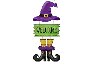 SNILOAW Halloween Door Sign Witch Wreath Decorations Witch Welcome Door Sign Hallowee Wooden Door Hanging Decorations Halloween Witchy Porch Sign for Front Door Porch Wall Decor