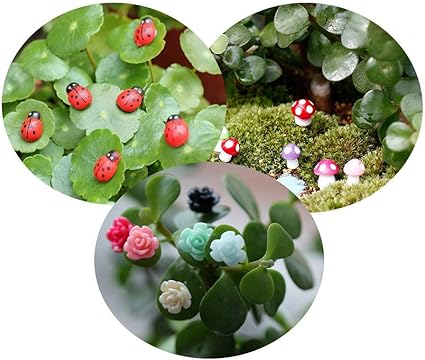tophappy juego de 100 piezas de decoracion para jardin de hadas en miniatura mariquitas setas flores con herramientas para bricolaje y decoracion