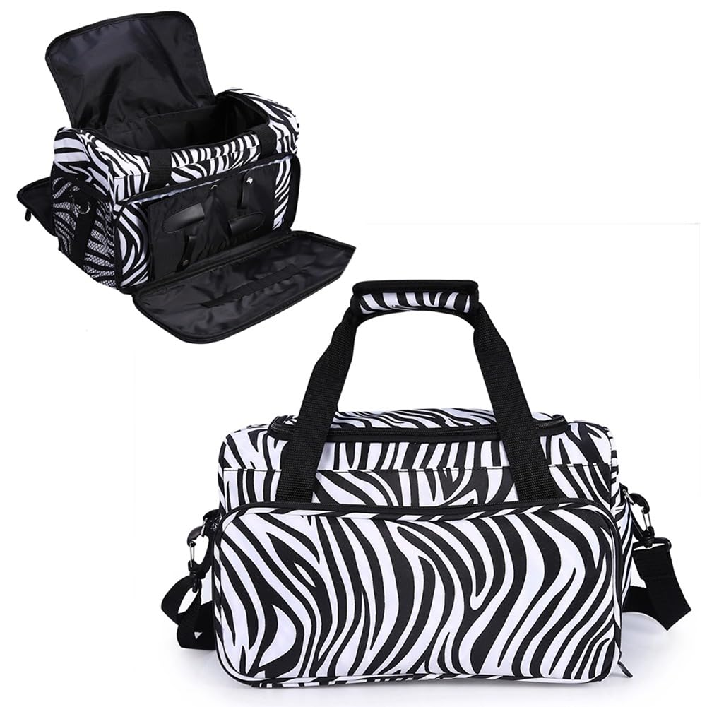 Professional Hairdresser's Pocket Zebra Salon Equipment Bag, Shoulder Bag for Accessory Adjustable Interior. Perfect for Blow Dryers Straightener Abteil Clips Hair Brush