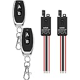 dstfuy Wireless Switch12V,2 Way Mini Remote Switch 10A Relay. | DC 5V/12V/24V/48V Wireless Switch with 328FT Long Range for Motor,LED Light,Fan,pump,Garage projects, or DIY Electronics.