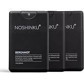 Noshinku - Refillable Hand Sanitizer Bergamot 3-Pack, Travel Size Spray with Hydrating Botanical Oils, Natural Ingredients, All Natural Fragrances, Sugarcane Derived Alcohol, No Parabens, No Dyes
