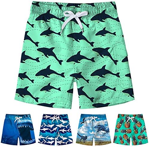 Freshhoodies Kids Boys Funny Short Swim Trunks with Mesh Lining Waterproof Board Shorts 3D Printed Beach Shorts 4-12T