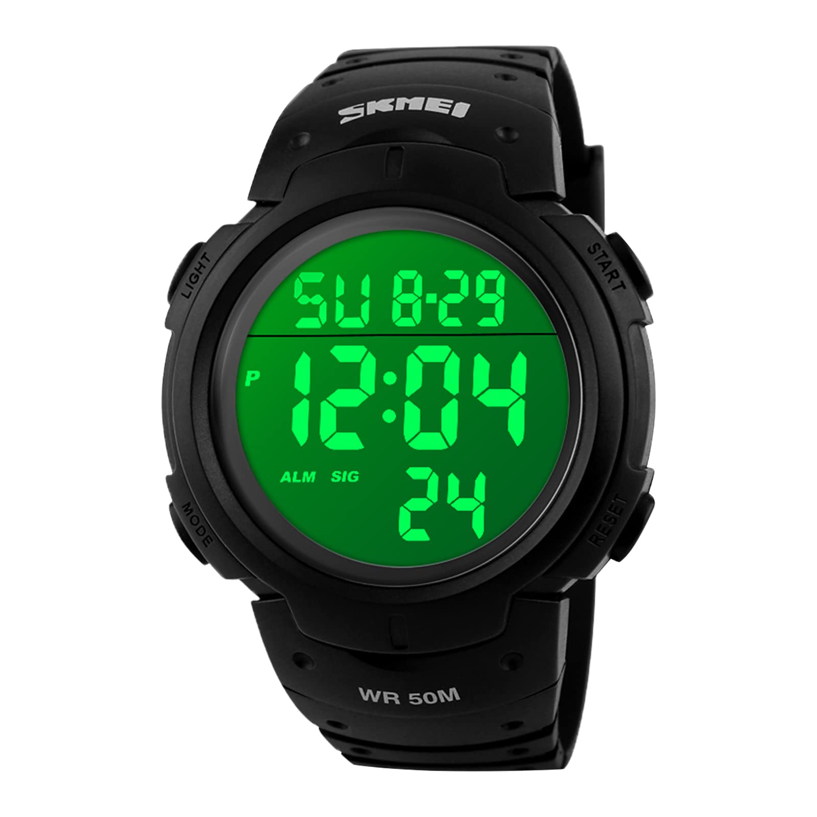 Mens Digital Sports Watch, Males Waterproof Electronic Military Army Watches Large Analogue Durable Wristwatch - Black