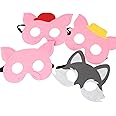 4PCS Three Little Pigs & Big Bad Wolf Masks Costume for Kids (Three Little Pigs)