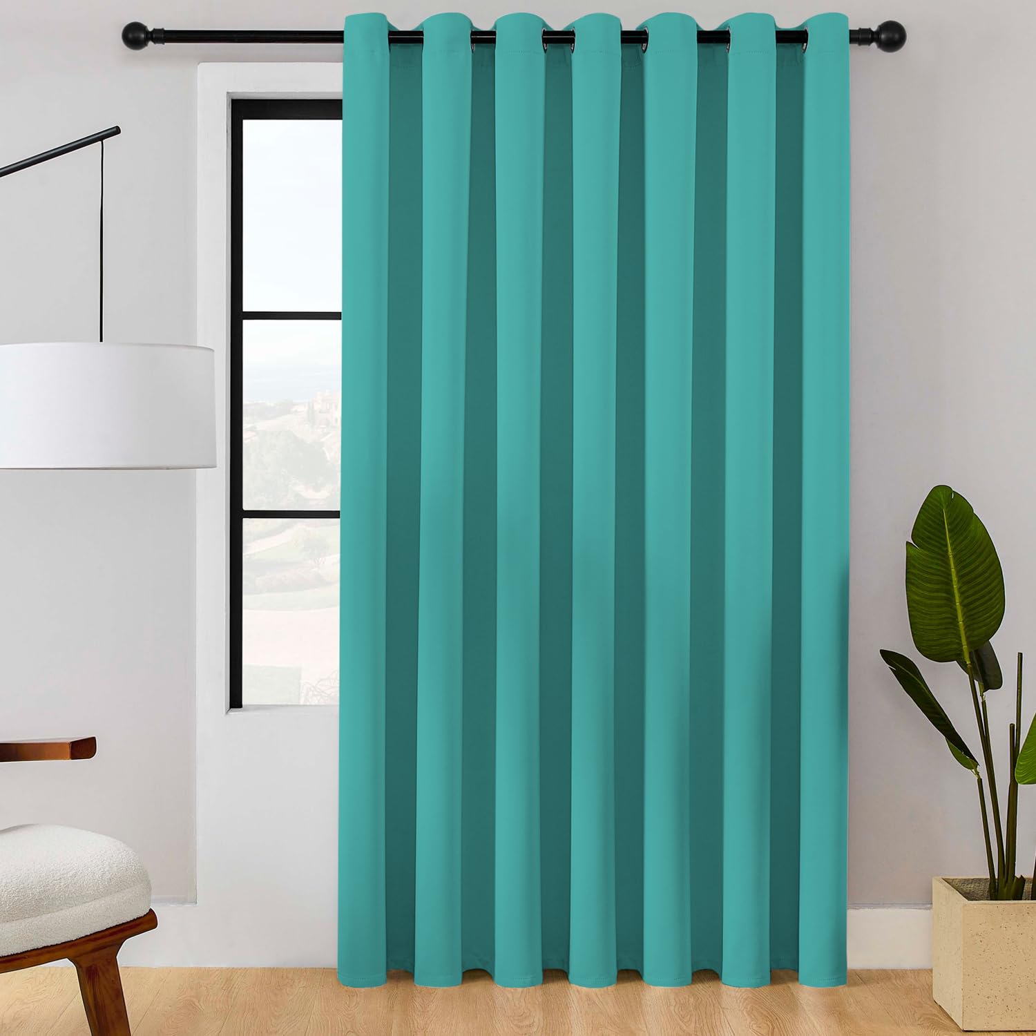 ChrisDowa Room Divider Curtain 108 Inches Long, Wide Blackout Sliding Door Curtain for Bedroom, Room Darkening Privacy Window Curtain for Patio Door (1 Panel Set, Teal, 100 x 108 Inch) Image