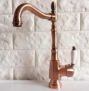 Grifo de rociador giratorio de cobre rojo antiguo con un solo orificio