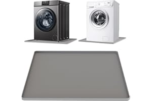 JYXKA Washing Machine Drain Pan Silicone mat 27''x27''，Non-Slip Washer Drip Tray，Washer Tray Soft Bottom Pad for Floor Protection, Under Dryer Drip Pan Prevent Water Leakage-Gray