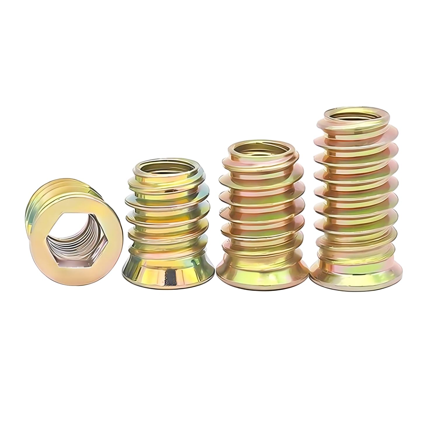 Qrity 20PCS Threaded Inserts Nuts, Hex Drive Head Nuts, Threaded Inserts for Wood, Hex Socket Drive, Zinc Plated Carbon Steel, M4x10mm Insert Nut