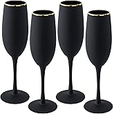 MyGift 4pcs Black Champagne Flutes, 8oz Cocktail Mimosa Glass Set, Holiday New Year Toasting, Wedding Gifts for Bride
