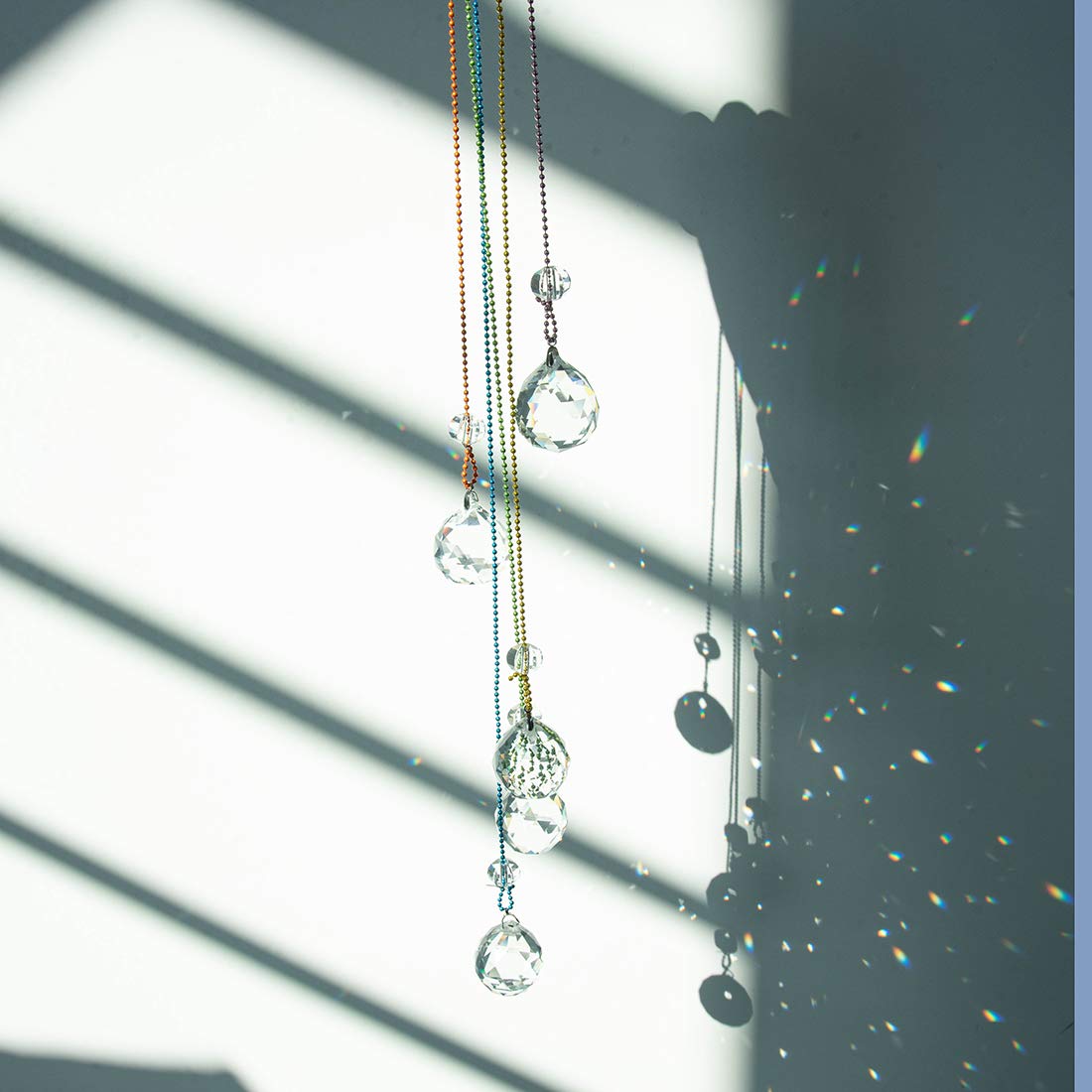 WEISIPU Hanging Crystals Suncatcher - Rainbow Crystal Ornament Crystal Ball Prism Feng Shui Crystals Suncatchers for Garden, Window Decoration