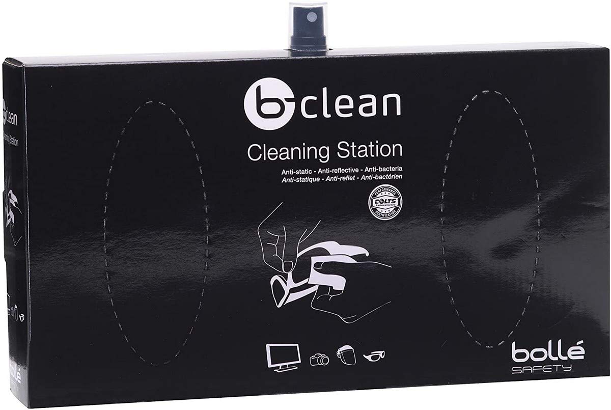 Bolle B410 B-Clean Cleaning Station with 250ml Anti-Static and Anti-Bacteria Lens Cleaner and Tissues, Pack of 400