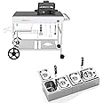 BBQMall Pizza Oven Cart Table and Food Containers for Ooni Koda/Karu/Fyra 16 & 12, Movable Thicken & Widen Rolling Kitchen Cart, Outdoor Grill Stand