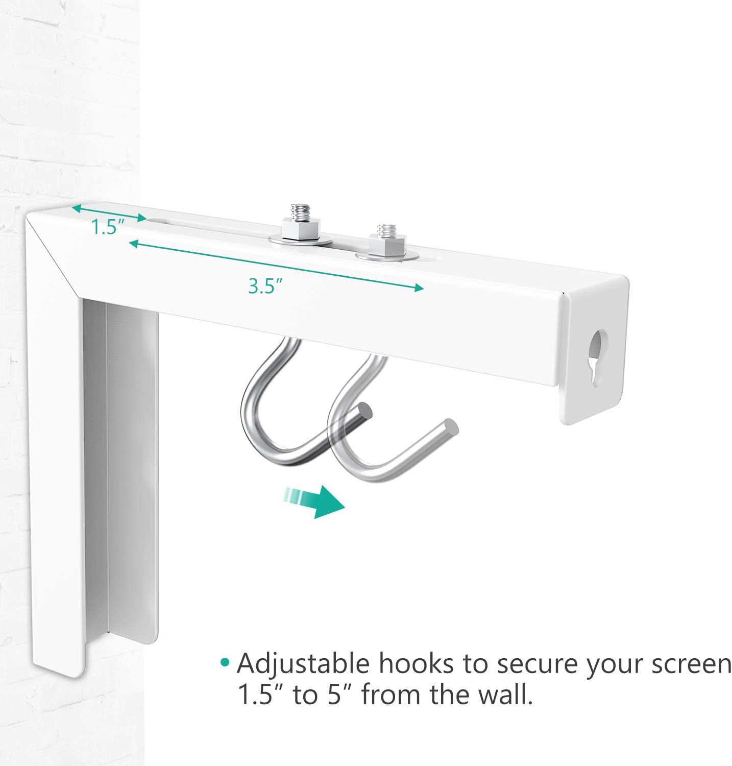 Universal Projector Screen L-Bracket Wall Hanging Mount 6 inch Adjustable Extension with Hook Manual, Spectrum and Perfect Screen Placement up to 66 lbs, 30 kg (PSM001), White: Electronics